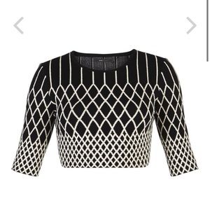 BCBG Kayle Teardrop Stripe Jacquard Crop Top